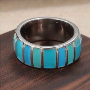 Turquoise Color Domed Ring with Silver Colored Band NWT Boho Style Sz 7, 8 or 9